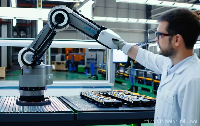 로봇기술사 자격증 독학 방법 - **Prompt Title: Robotics Technician in a Modern French Factory**
    *   **Image Description:** A fo...