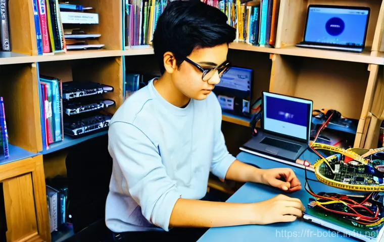 로봇기술사 자격증 독학 방법 - **Prompt Title: Robotics Technician in a Modern French Factory**
    *   **Image Description:** A fo...