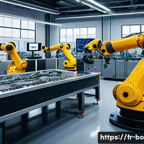 Home 27 로봇기술사 자격증으로 할 수 있는 일 - A modern industrial factory floor showcasing collaborative robots working alongside diverse engineer...